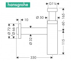 MEDIDAS SIFON LAVABO FLOWSTAR S HANSGROHE